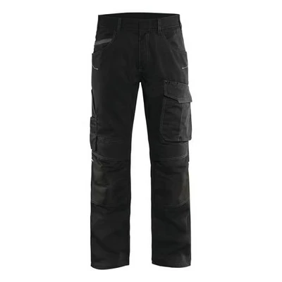Image de Pantalon services stretch noir/gris foncé, boutons cachés