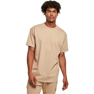 Image de Urban Classics T shirt surdimensionné en coton pour homme Col rond Disponible dans de nombreuses couleurs Tailles S à 5XL, Beige uni, XXL