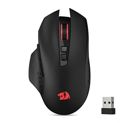 Afbeelding van Redragon M656 Gainer draadloze gamingmuis, 4000 dpi, 2,4 GHz, oplaadbare verbinding, 7 programmeerbare toetsen, rode achtergrondverlichting voor pc/Mac/laptop