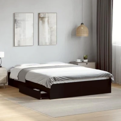 Afbeelding van vidaXL Bedframe met lades bewerkt hout zwart 120x200 cm