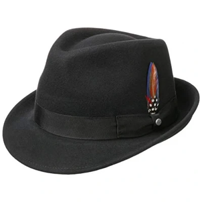 Afbeelding van STETSON Elkader Trilby Hoed voor dames/heren heren Fedora met grosgrain lint lente zomer, zwart.
