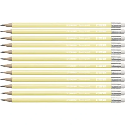 Image de STABILO Crayon graphite Swano pastel lot de 12 crayons papier jaune