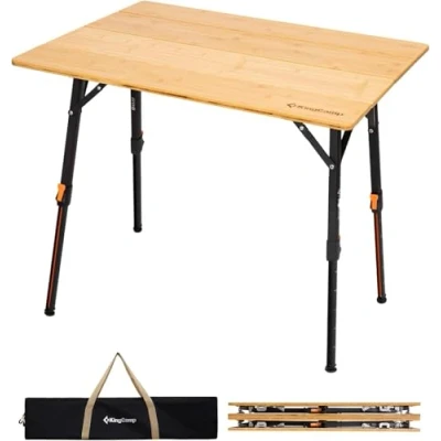 Afbeelding van KingCamp Opvouwbare campingtafel van bamboe, picknicktafel