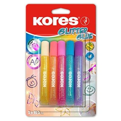 Afbeelding van Kores Glitterlijm Pennen 5 Kleuren Lijm x 10,5 ml