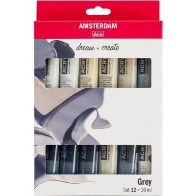 Afbeelding van Amsterdam Standard Series acrylverf grijze set 12 x 20 ml