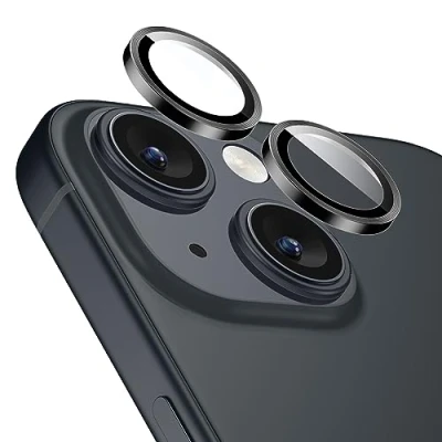 Afbeelding van ESR Cameralensbescherming voor iPhone 15/iPhone 15 Plus/iPhone 14/iPhone 14 Plus Armorite, bescherming individuele lens, ultradunne folie met aluminium rand, 1 stuk, zwart