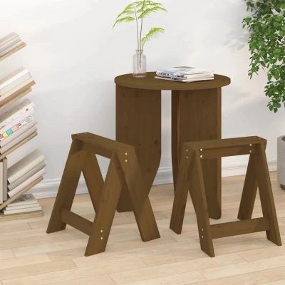 Afbeelding van Krukken 2 st 40x40x45 cm massief grenenhout honingbruin