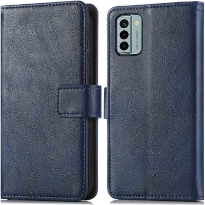Afbeelding van iMoshion Hoesje Geschikt voor Nokia G22 Met Pasjeshouder Luxe Bookcase Donkerblauw