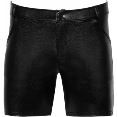 Afbeelding van Noir Handmade Mid length snake wetlook with back pockets Korte broek XL Zwart