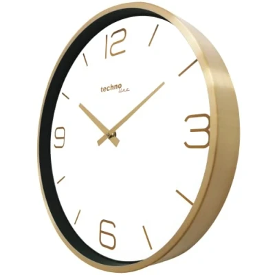 Afbeelding van Technoline WT7280 Klassieke wandklok in contrast, gemakkelijk af te lezen, 30 cm, goudkleurig