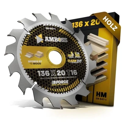 Afbeelding van HM Cirkelzaagblad 136 x 20 mm Z16 wisselvertanding voor houtbatterij, AMBOSS WERKZEUGE® zaagblad mm, geschikt Makita 5705R. DSS501Z. BCS550 BCS550RFE BCS550RFJ.