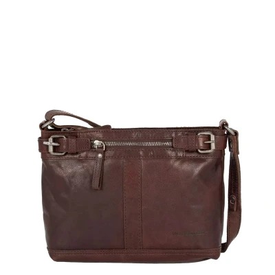 Afbeelding van Spikes &amp; Sparrow Medium Schoudertas / Crossbody Tas Dames Leer Bronco Bruin