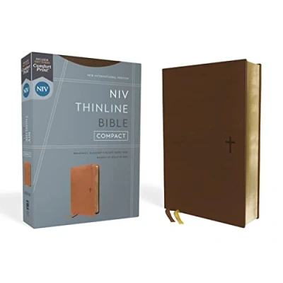 Afbeelding van NIV, Thinline Bible, Compact, Leathersoft, Brown, Red Letter, Comfort Print