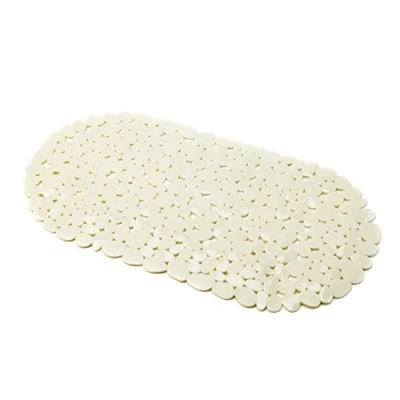 Afbeelding van MSV Douche/bad anti slip mat badkamer pvc wit 35 x 68 cm zuignappen steentjes motief