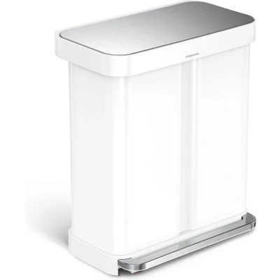 Afbeelding van Simplehuman Prullenbak Liner Pocket Recycler 24 + 34 liter Wit Staal