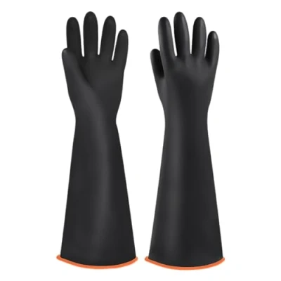 Afbeelding van DAZZLUXE 1 paar robuuste kunststof handschoenen, lange rubberen waterdichte werkhandschoenen, zuur en alkalibestendige beschermende handschoenen (45 cm)