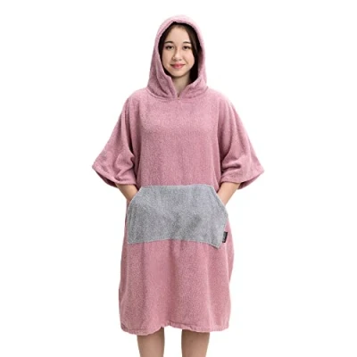 Afbeelding van HOMELEVEL badstof poncho voor kinderen Badponcho jongens en meisjes Met capuchon kangoeroezak Strandponcho van 100% katoen