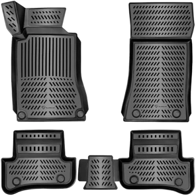Afbeelding van Elmasline 3D rubberen matset voor Mercedes C klasse W203 S203 bouwjaar 2000 2007 extra hoge rand van 5 cm vloermataccessoires