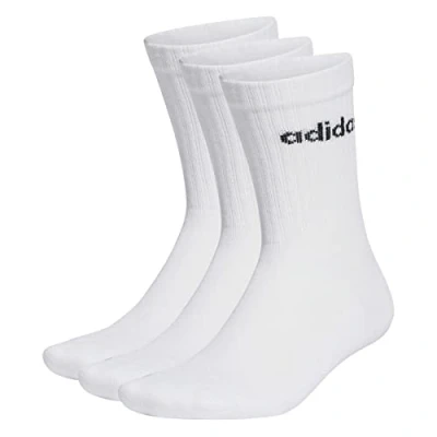 Image de adidas Mixte Linear Crew Cushioned Socks 3 Pairs, White/Black, 6.5 8