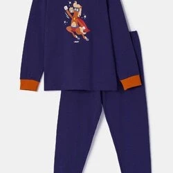 Afbeelding van Woody Jongens Heren pyjama donkerblauw maat 176/16J