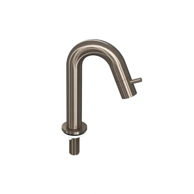 Afbeelding van INK Fonteinkraan 19.5cm staand gebogen messing Geborsteld nikkel