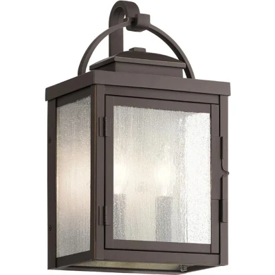 Afbeelding van Kichler LED Wand Buitenlamp Carlson 2X E14 Max 40W IP44 Dimbaar Rubbed Bronze