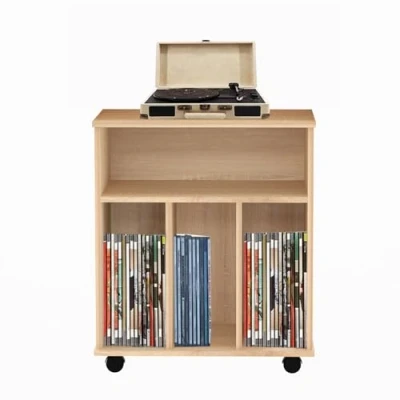 Afbeelding van Lp platenl opbergkast boekenkast opbergen tijdschriften boeken platen bruin
