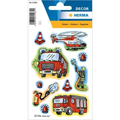 Afbeelding van HERMA 15081 stickers voor kinderen, brandweer (30 van mat papier), zelfklevend, permanent, motief etiketten meisjes en jongens, kleurrijk