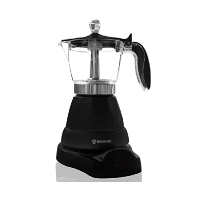 Afbeelding van BEHOME elektrisch koffiezetapparaat voor 3 kopjes, met verloopstuk 1 kopje, automatische uitschakeling en warme koffie gedurende 30 minuten, 360 graden draaibare basis,