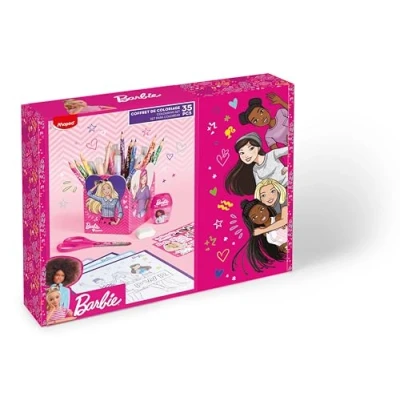 Afbeelding van Maped Barbie schilderset potloden, viltstiften, puntenslijper, schaar 13 cm, gum, stickers, potloodhouder officiële licentie