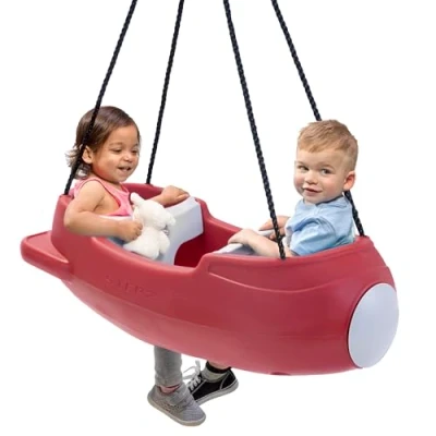 Afbeelding van Step2 Rocket Swing for Two Rood Tweepersoons raketschommel Verstelbare heupgordels Gemakkelijk in en uitstappen Duurzaam kunststof