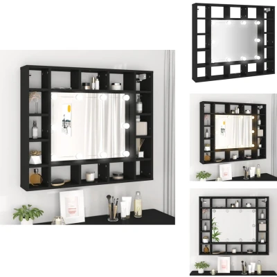 Afbeelding van vidaXL Spiegelkast met LED verlichting 91x15x76,5 cm zwart