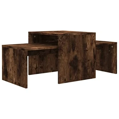 Afbeelding van salontafel, bijzettafel, woonkamertafel, koffietafel, theetafel, tafel, woonkamer, rookeiken, 100 x 48 40 cm, houtmateriaal