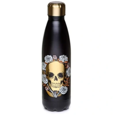 Afbeelding van Puckator Thermische fles van staal, 500 ml, schedels met rozen