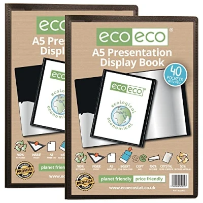 Afbeelding van eco Eco002x2 Presentatieboekje met hoezen van 50% gerecycled kunststof, A5, zwart, 2 stuks