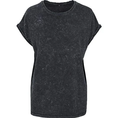 Afbeelding van Damesshirt &#039;Washed Extended Shoulder T&#039; Grey Black XS