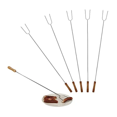 Afbeelding van Relaxdays BBQ spies 6 stuks vleespen grillspiesen barbecue vleesspies edelstaal