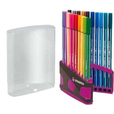 Afbeelding van Viltstift STABILO Pen 68/20 ColorParade in antraciet/roze etui medium assorti à 20 stuks
