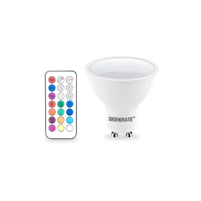 Afbeelding van GU10 LED Spot 3W RGB Dimbaar Incl. Afstandsbediening