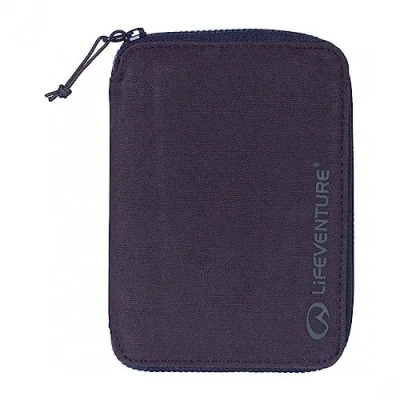 Afbeelding van Lifeventure RFiD Protected Mini Travel Wallet Tweevoudig gevouwen ritsportemonnee en paspoorthouder voor reizen, milieuvriendelijk recyclebaar materiaal (marineblauw)