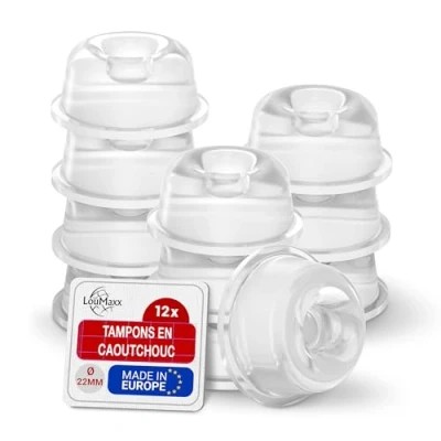 Afbeelding van LouMaxx rubberen buffers, set van 12, transparant, Ø 22 mm, zelfklevende voetjes met extra sterke grip, premium elastische buffers voorkomen wegglijden en krassen, aanslaglawaai trillingen