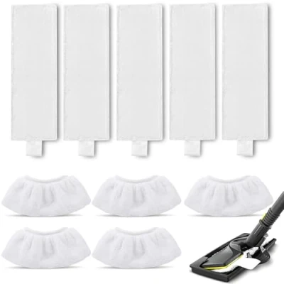 Afbeelding van BUCOMTU Set van 10 wasbare microvezeldoeken, compatibel met Kärcher EasyFix SC 2, 3, 4, 5, reserveaccessoires, 5 vloersproeiers + handsproeiers