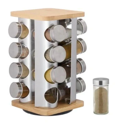 Afbeelding van Relaxdays kruiden organizer draaibaar met 16 potjes 2 laags staand