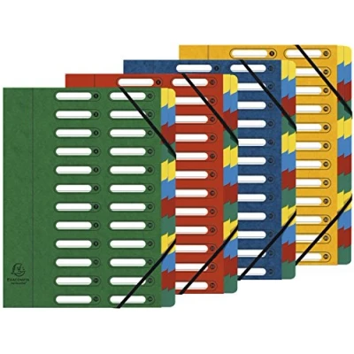 Afbeelding van Exacompta 5324E harmonica ordnermap met uittrekbare achterkant, deksel uitgesneden ramen, 24,5 x 32 cm, voor A4 formaat, elastieksluiting, omslag van glanzende kaart, willekeurige kleurkeuze.