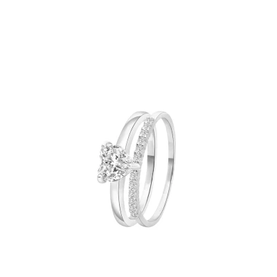 Afbeelding van Lucardi Ring, Dames, Maat: 50, Silver coloured