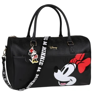 Afbeelding van Disney Minnie Mouse Zwarte Reistas, Sporttas, Handbagage 45x17x28cm