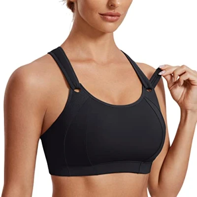 Afbeelding van SYROKAN Sportbeha voor dames, zonder beugel, racerback, zwart.