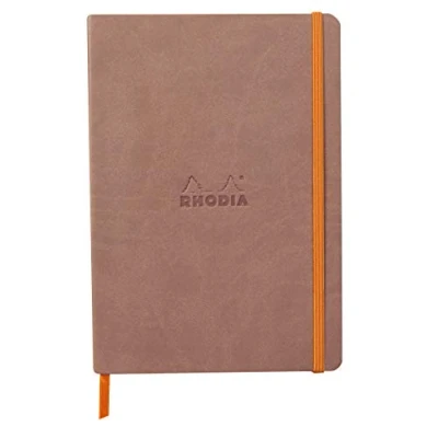 Afbeelding van RHODIA 117372C Notitieboek, zacht, rozenhout, A5, gelinieerd, 160 pagina&#039;s, lichtbruin papier, 90 g/m, bladwijzer, elastische sluiting, omslag van kunstleer, collectie Rhodiarama