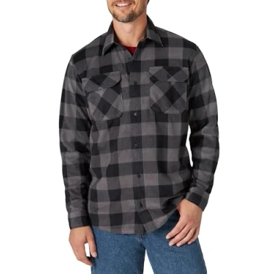 Afbeelding van Wrangler Authentics Lange mouwen heavyweight fleece shirt met knoopsluiting voor heren, buffel grijze plaid, XL