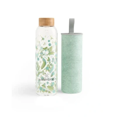 Afbeelding van waterdrop® Glas Drinkfles 600 ml Met neopreen deksel Clean Melange